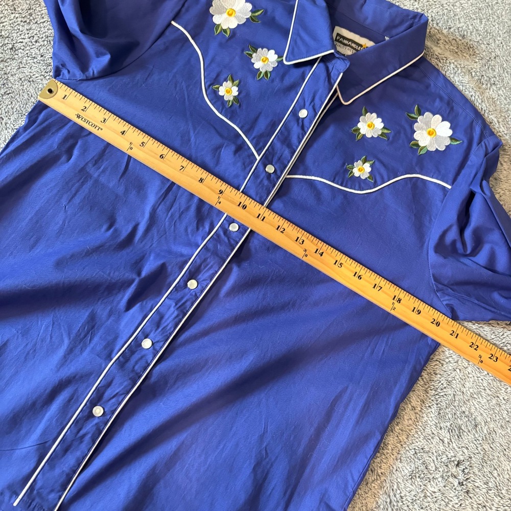 Panhandle Slim Mens Western Shirt Medium Daisy Floral Embroidered Cowboy 20463 - Picture 11 of 12